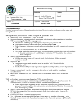 Transcutaneous Pacing Approval