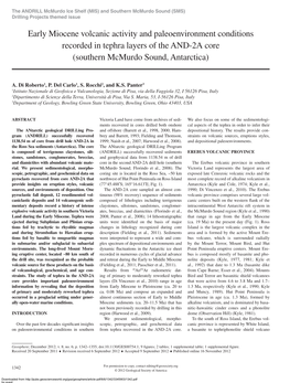 Early Miocene Volcanic Activity and Paleoenvironment Conditions Recorded in Tephra Layers of the AND-2A Core (Southern Mcmurdo Sound, Antarctica)