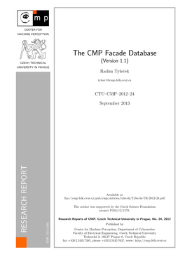 RESEARCH REPORT the CMP Facade Database