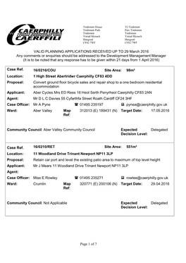 Page 1 of 7 VALID PLANNING APPLICATIONS RECEIVED up TO