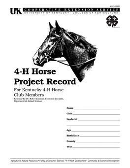 4AF-03RD:4-H Horse Project Record