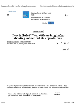 Officers Laugh After Shooting Rubber Bullets at Protesters