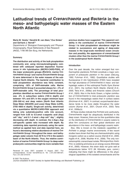 And Bathypelagic Water Masses of the Eastern North Atlantic