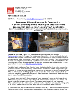 Downtown Alliance Releases Re:Construction: a Book Celebrating Public Art Program That Transforms Construction Barriers Into