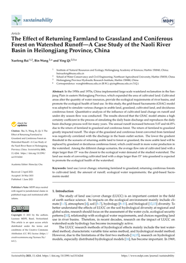 The Effect of Returning Farmland to Grassland and Coniferous Forest on Watershed Runoff—A Case Study of the Naoli River Basin in Heilongjiang Province, China