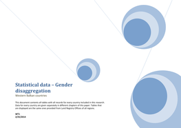 Statistical Data – Gender Disaggregation Western Balkan Countries