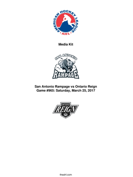 Media Kit San Antonio Rampage Vs Ontario Reign Game #965