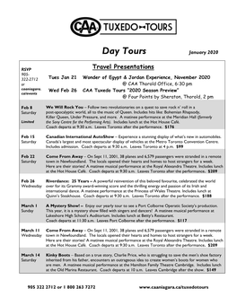 Day Tours January 2020