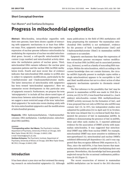 Progress in Mitochondrial Epigenetics