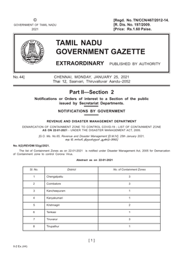 44] CHENNAI, MONDAY, JANUARY 25, 2021 Thai 12, Saarvari, Thiruvalluvar Aandu–2052