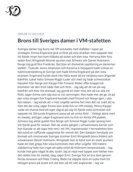 Brons Till Sveriges Damer I VM-Stafetten