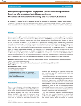 Histopathological Diagnosis of Japanese Spotted Fever Using