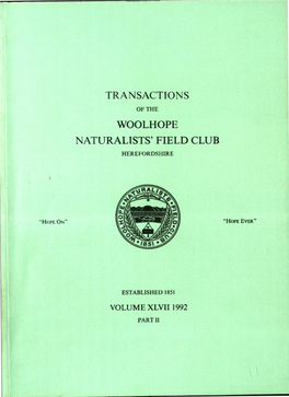 Transactions Woolhope Naturalists' Field Club