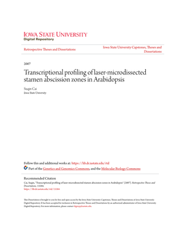 Transcriptional Profiling of Laser-Microdissected Stamen Abscission Zones in Arabidopsis Suqin Cai Iowa State University