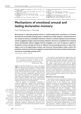 Mechanisms of Emotional Arousal and Lasting Declarative Memory