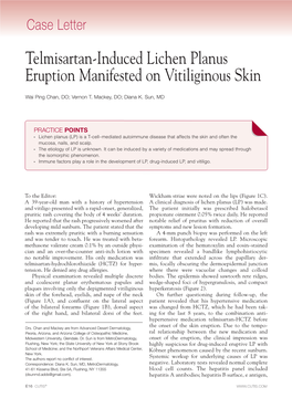 Telmisartan-Induced Lichen Planus Eruption Manifested on Vitiliginous Skin