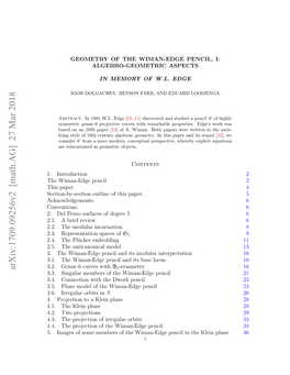 Arxiv:1709.09256V2 [Math.AG] 27 Mar 2018 3.3