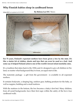 BBC News - Why Finnish Babies Sleep in Cardboard Boxes 6/5/13 6:52 AM