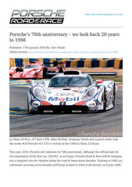 Porsche's 70Th Anniversary