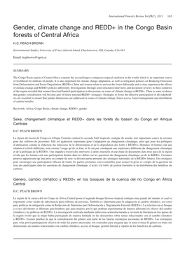 Gender, Climate Change and REDD+ in the Congo Basin Forests of Central Africa