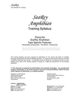 Searey Amphibian Training Syllabus