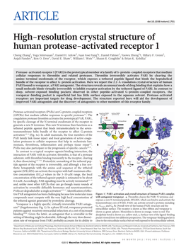 High-Resolution Crystal Structure of Human Protease-Activated Receptor 1