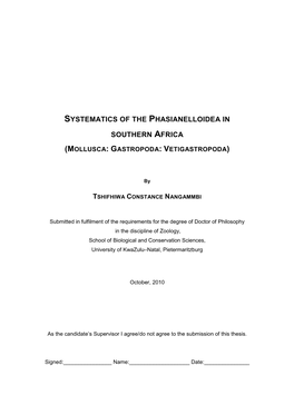 Systematics of the Phasianelloidea In