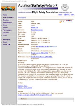 ASN Aircraft Accident Description Fokker 100 PH-KXL - Skopje