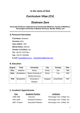 Curriculum Vitae (CV)