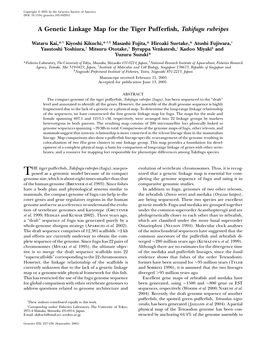 A Genetic Linkage Map for the Tiger Pufferfish, Takifugu Rubripes