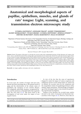 Anatomical and Morphological Aspects of Papillae, Epithelium, Muscles, and Glands of Rats’ Tongue: Light, Scanning, and Transmission Electron Microscopic Study