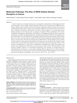 The Role of NR4A Orphan Nuclear Receptors in Cancer