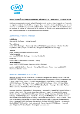 Les Artisans Élus De La Chambre De Métiers Et De L’Artisanat De La Moselle
