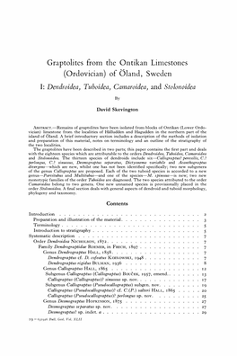 Graptolites from the Ontikan Limestones of Öland