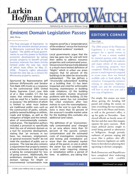 Eminent Domain Legislation Passes