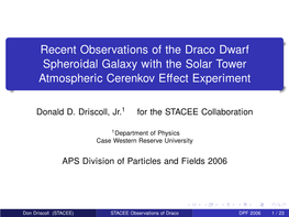 Recent Observations of the Draco Dwarf Spheroidal Galaxy with the Solar Tower Atmospheric Cerenkov Eﬀect Experiment