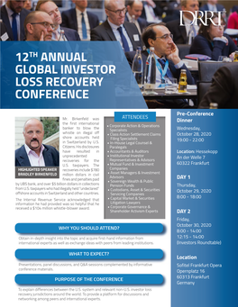 12Th Annual Global Investor Loss Recovery Conference