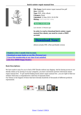 Buick Rainier Repair Manual Free