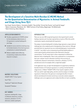 The Development of a Sensitive Multi-Residue LC-MS/MS Method