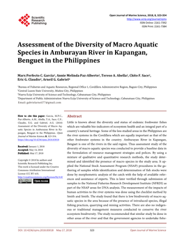 Assessment of the Diversity of Macro Aquatic Species in Amburayan River in Kapangan, Benguet in the Philippines