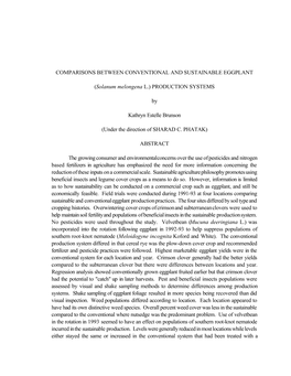 Comparisons Between Conventional and Sustainable Eggplant