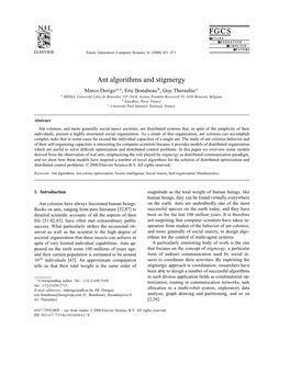 Ant Algorithms and Stigmergy