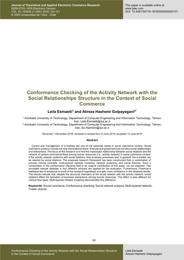 Conformance Checking of the Activity Network with the Social