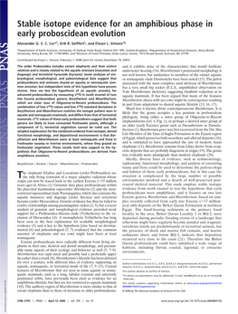 Stable Isotope Evidence for an Amphibious Phase in Early Proboscidean Evolution