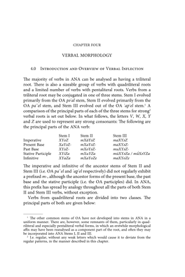 VERBAL MORPHOLOGY 4.0 Introduction and Overview of Verbal