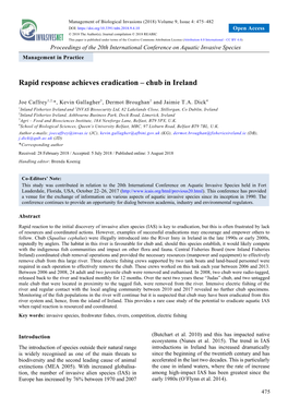 Rapid Response Achieves Eradication – Chub in Ireland