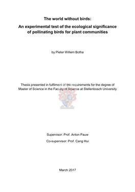 An Experimental Test of the Ecological Significance of Pollinating Birds for Plant Communities