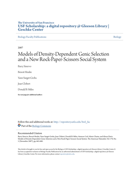 Models of Density‐Dependent Genic Selection and a New Rock‐Paper‐Scissors Social System Barry Sinervo