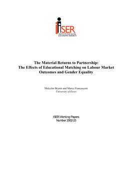 The Effects of Educational Matching on Labour Market Outcomes and Gender Equality