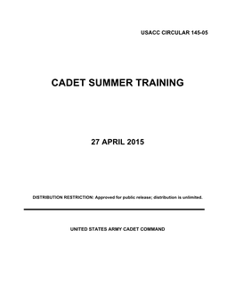 Cadet Summer Training